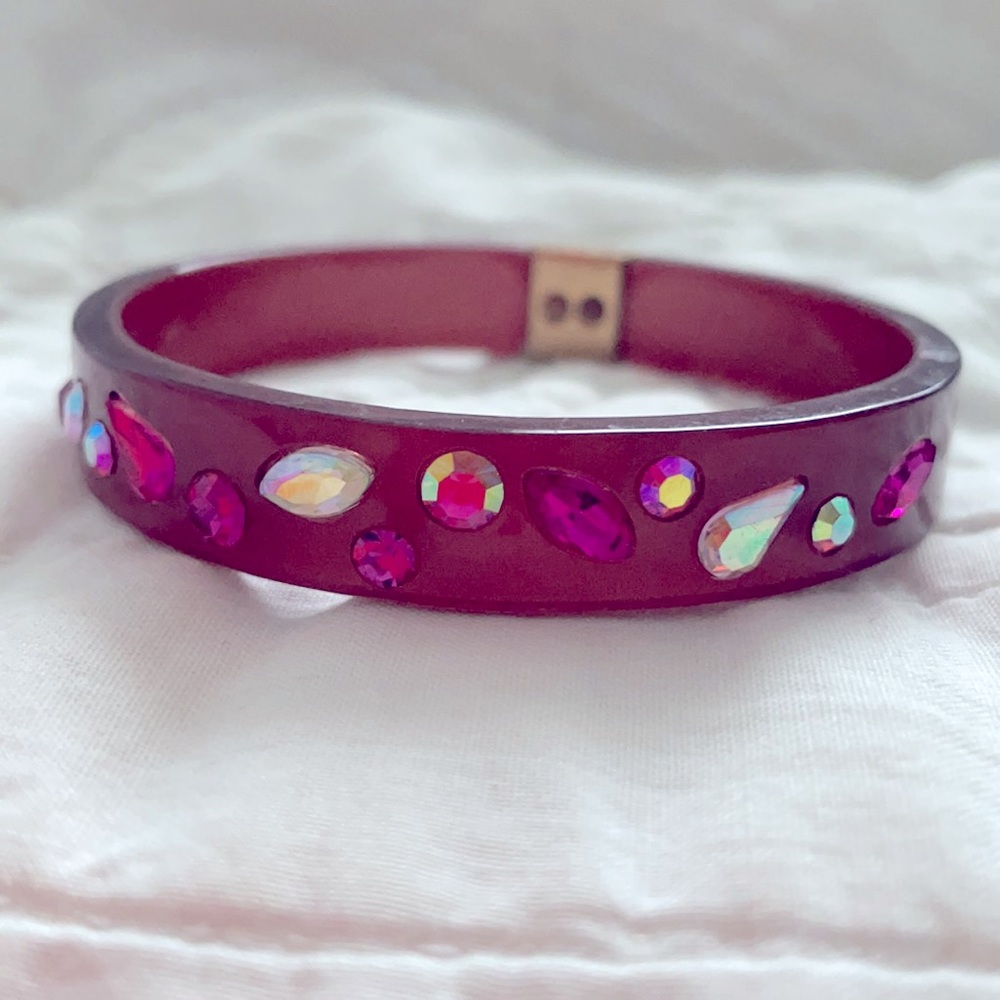 J. Crew bangle with fuschia, pink and clear stones